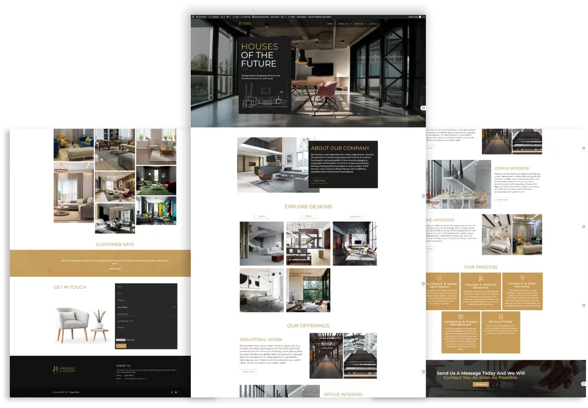 Interior design website template showcasing modern furniture