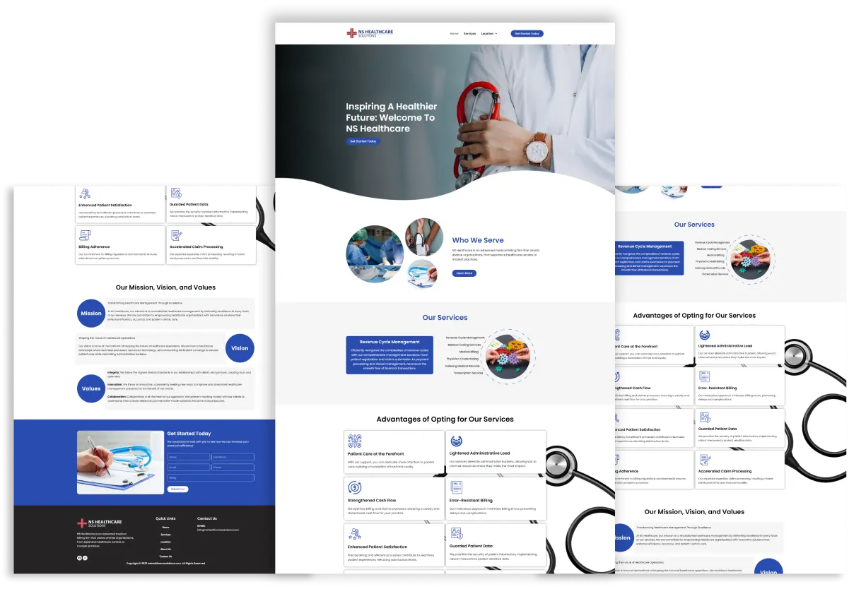A professional medical website template featuring clean design, easy navigation, and modern layout.